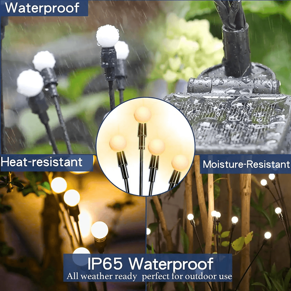 ALiLa 8 LED Firefly Solar Lights Starburst Swaying Garden Plants Light, Warm White, Outdoor Decor Decoration, Waterproof Path Lights for Balcony, Pathway - ALiLA