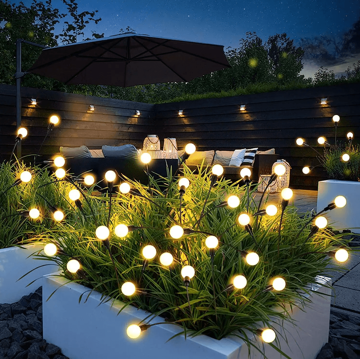 ALiLa 8 LED Firefly Solar Lights Starburst Swaying Garden Plants Light, Warm White, Outdoor Decor Decoration, Waterproof Path Lights for Balcony, Pathway - ALiLA