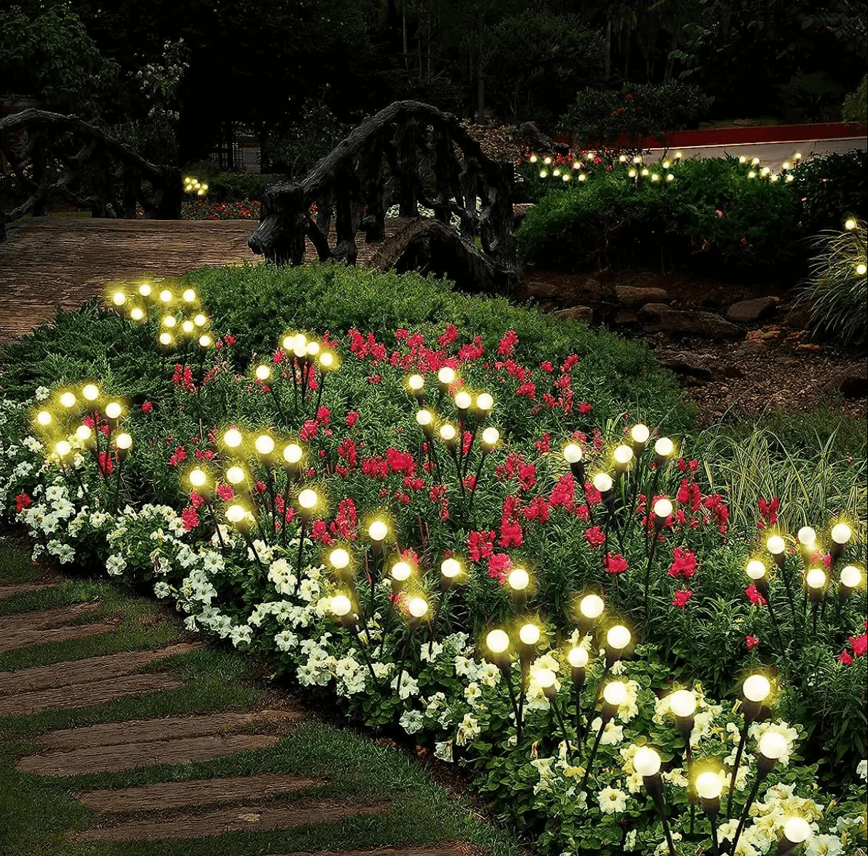 ALiLa 8 LED Firefly Solar Lights Starburst Swaying Garden Plants Light, Warm White, Outdoor Decor Decoration, Waterproof Path Lights for Balcony, Pathway - ALiLA