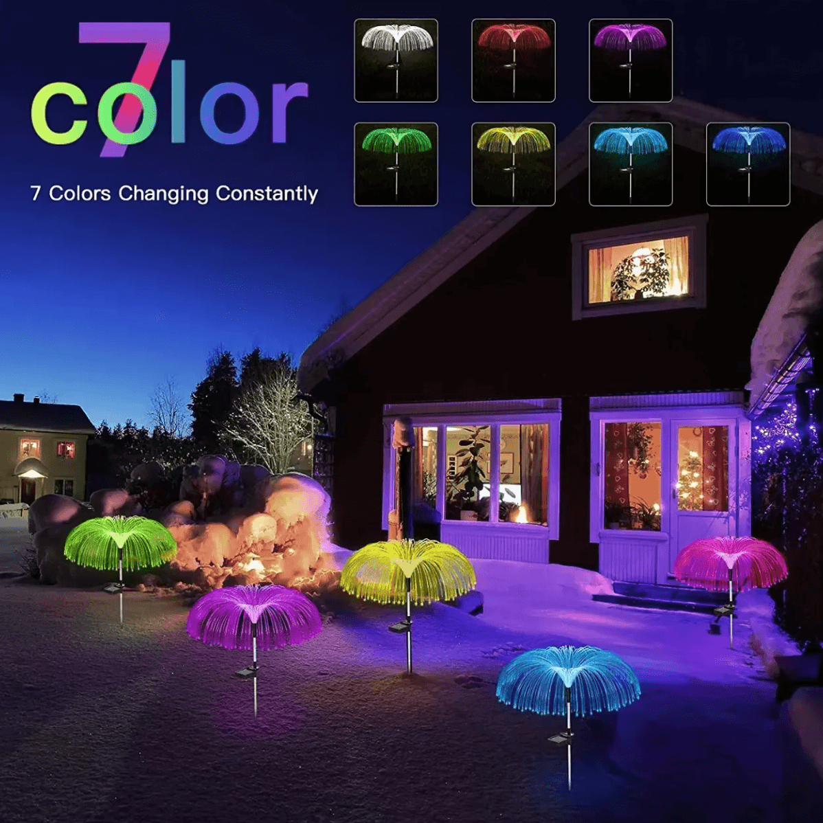ALiLa Jellyfish Firefly Solar Lights Starburst Swaying Garden Plants Light, Multicolour, Outdoor Decor Decoration, Waterproof Path Lights for Balcony, Pathway - ALiLA