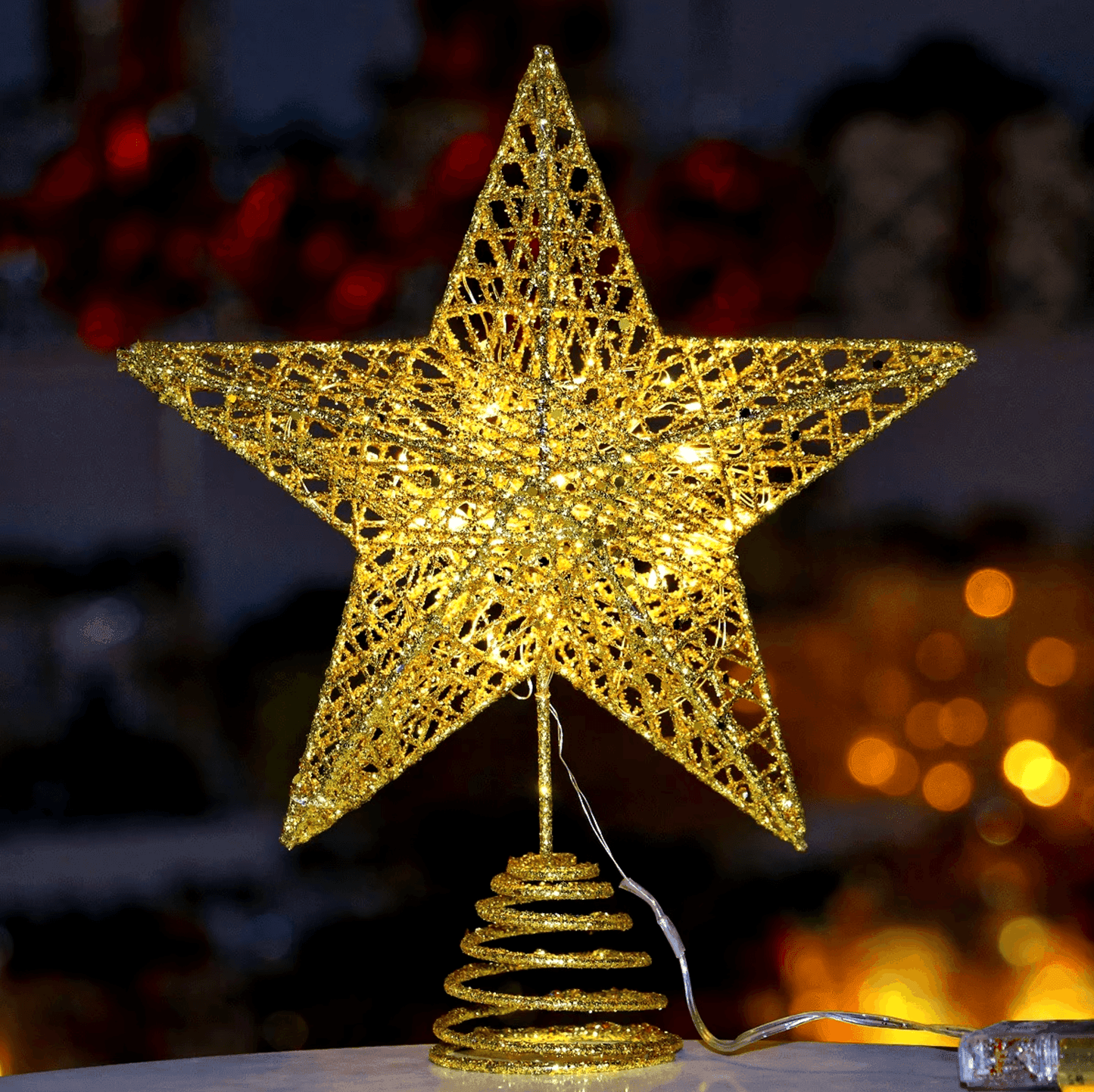 Tree Top Hanging Star for Artificial Christmas Picks for Xmas Tree Topper Stars Decorations Hanging Ornaments, DIY Xmas Wreath, Crafts, Holiday and Home Decor, 9 Inches - ALiLA