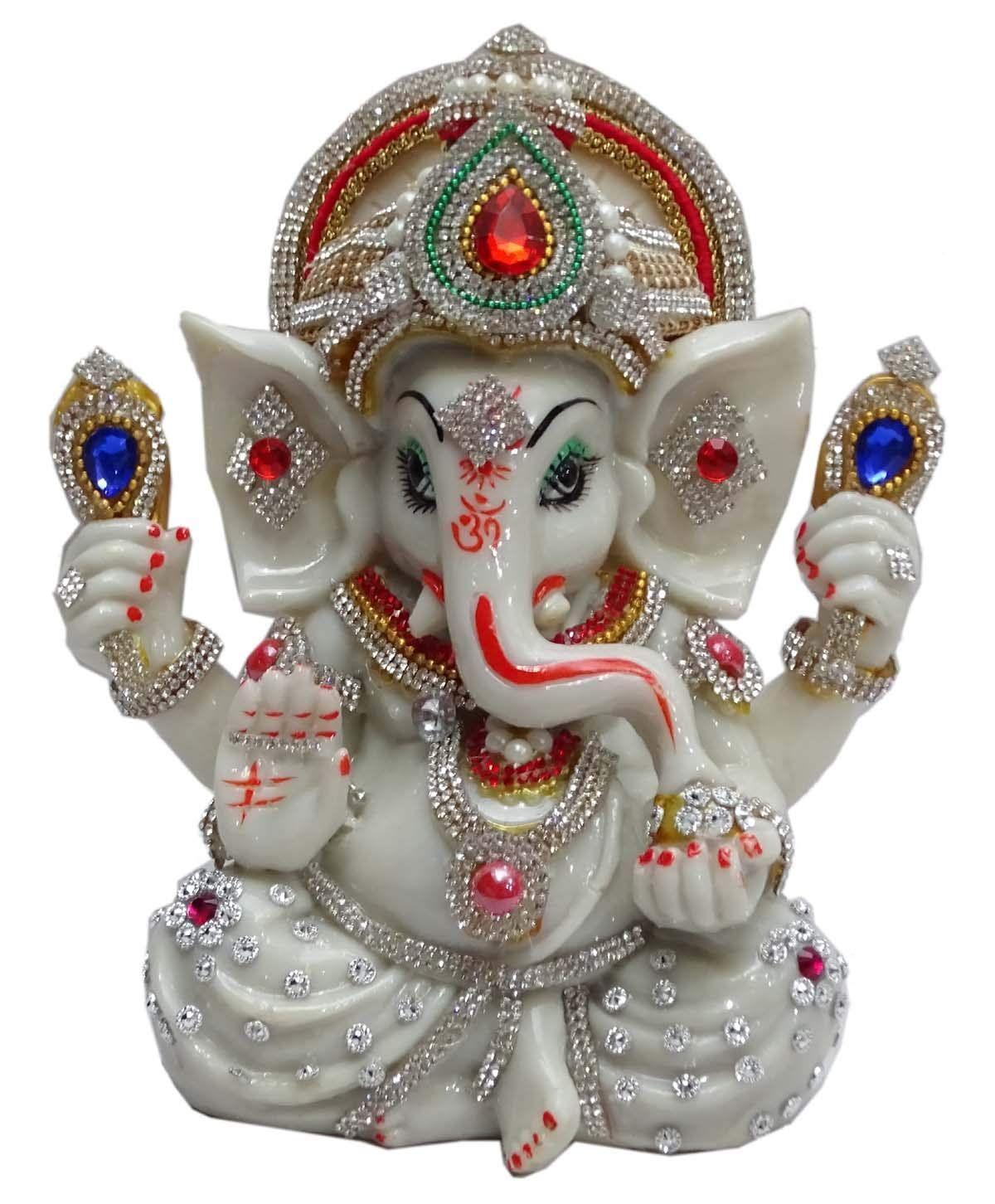 ALiLa Lord Ganesha Ganapati ji Statue Idol with Ornaments for Home Temple Office Decoration & Gifting, 7 inches Height - ALiLA