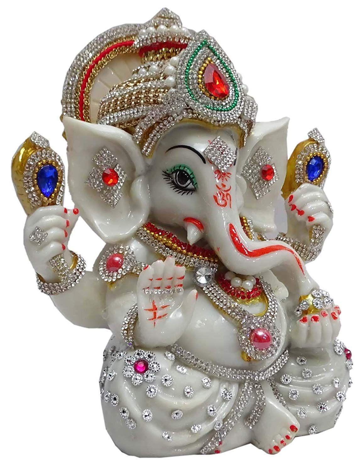 ALiLa Lord Ganesha Ganapati ji Statue Idol with Ornaments for Home Temple Office Decoration & Gifting, 7 inches Height - ALiLA