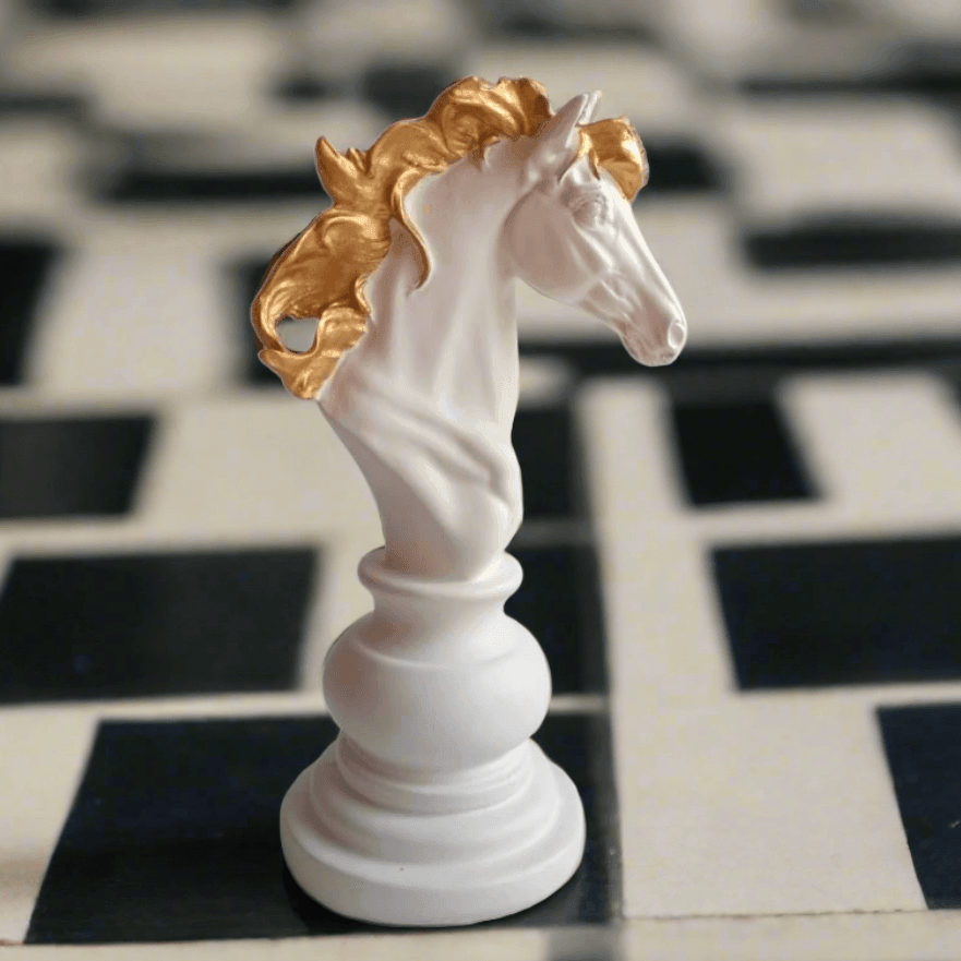 Exclusive Chess Horse Showpiece Polyresin Home Decoration Statue & Gifting item, 8 Inches - ALiLA