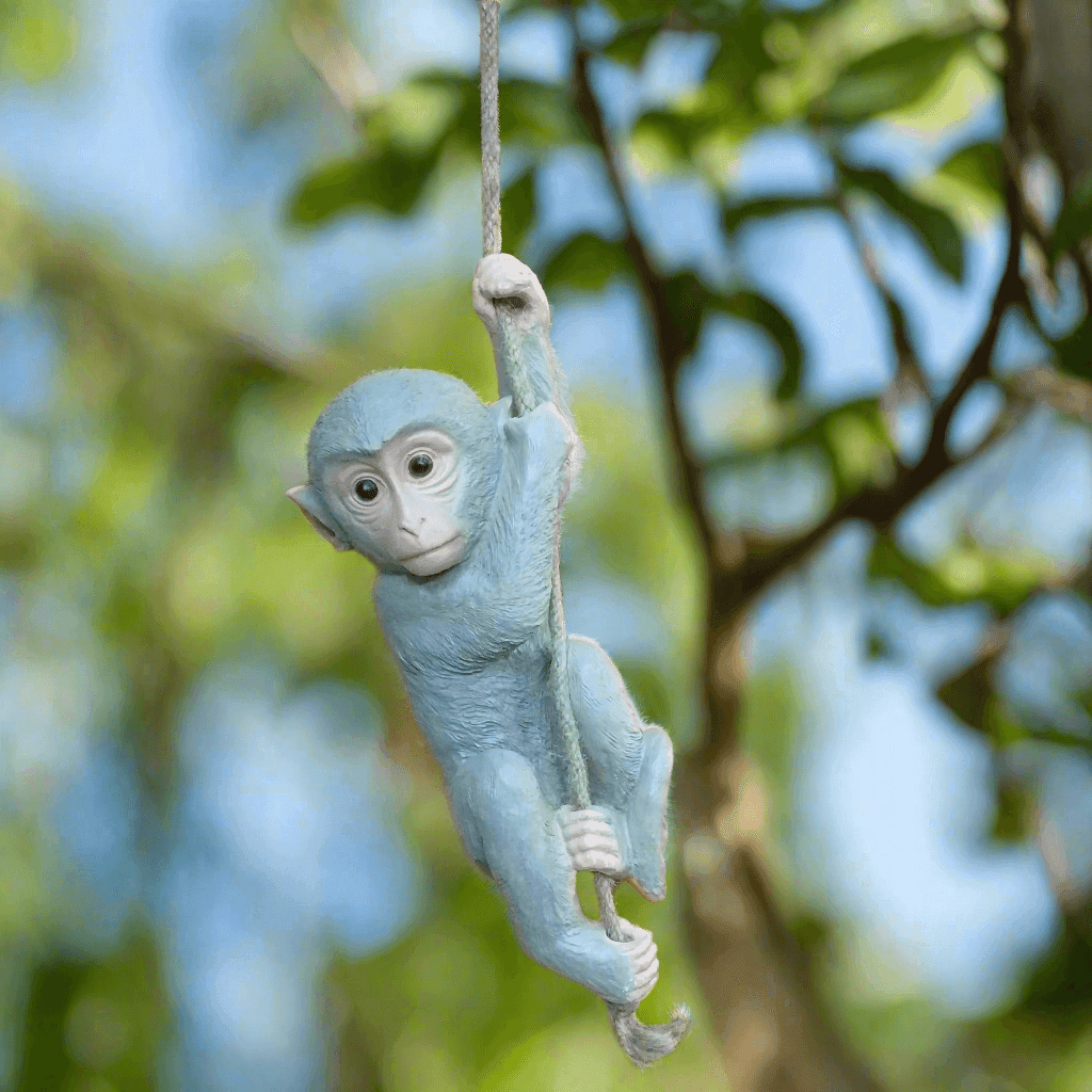 Monkey Hanging on Rope Statue Unique Home Decoration Showpiece for Gifting & interior, Grey - ALiLA