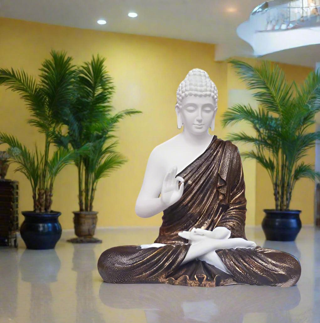 2 Feet Big Size Meditating Buddha Idol Statue Showpiece for Home Garden Living Room Decor Decoration Gift Gifting Items, 22 Inches Copper Color - ALiLA