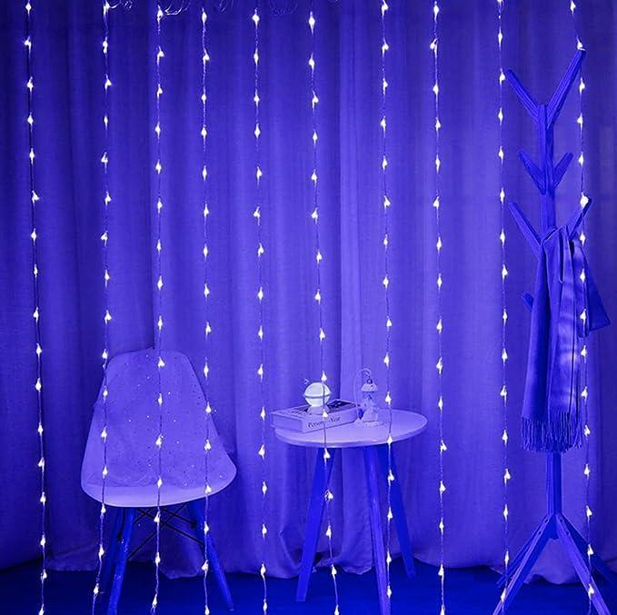 ALiLa LED Net Mesh Jaal Waterfall Curtain light for Window Home Diwali Decoration, 6x8 Feet, Blue - ALiLA