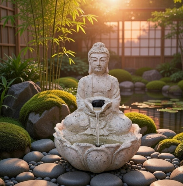 Water Fountain ALiLA ALiLa Kamal Buddha Waterfall Fountain with LED for Home, Living Room, Office table, Balcony, Garden & Lawn decoration & Gifting item Water Fountain