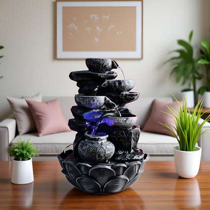Water Fountain ALiLA ALiLa Water Fall Fountain with LED Lights Home Living Room Decor Table Top Indoor Decoration (LXBXH: 12x9x15 Inch) Water Fountain