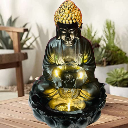 Water Fountain ALiLA Copy of Kamal Buddha Idol Table Top Water Fall Fountain with LED Lights Home Decoration Indoor Outdoor Gift Gifting Items, 21 inches, Rose Gold Water Fountain