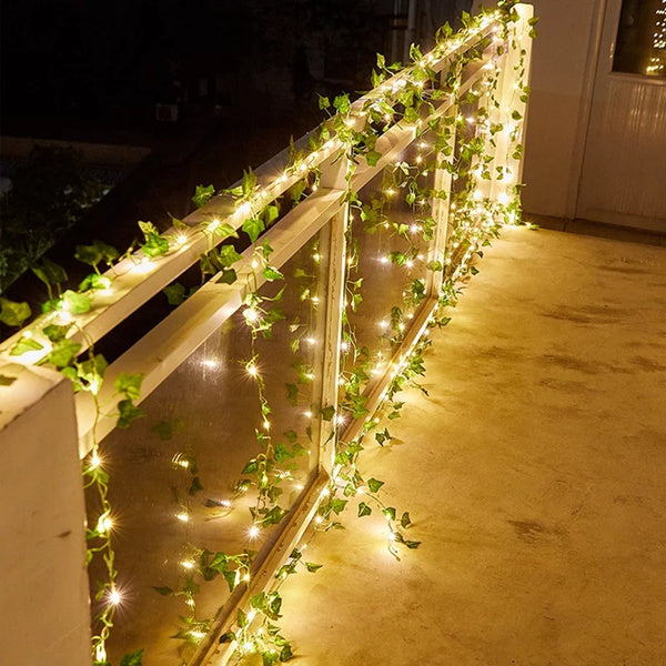 LED String Light ALiLA Leaf Money Plant Led String Lights for Home Lawn Garden Indoor Outdoor Decoration (Battery Powered, 10Meter/32Feet) LED String Light