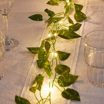 LED String Light ALiLA Leaf Money Plant Led String Lights for Home Lawn Garden Indoor Outdoor Decoration (Battery Powered, 10Meter/32Feet) LED String Light