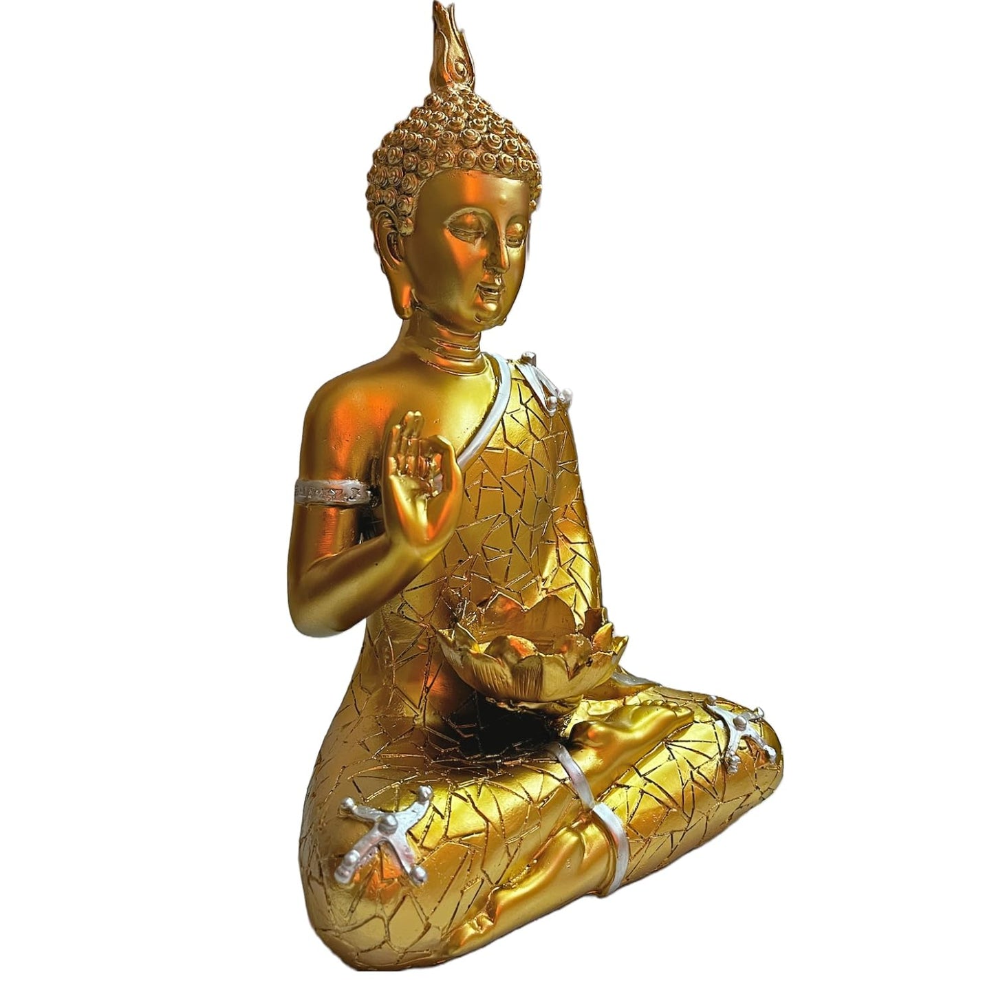 Statue ALiLA Golden Meditating Buddha Statue Idol for Home Living Room Decor, 9 Inches Statue