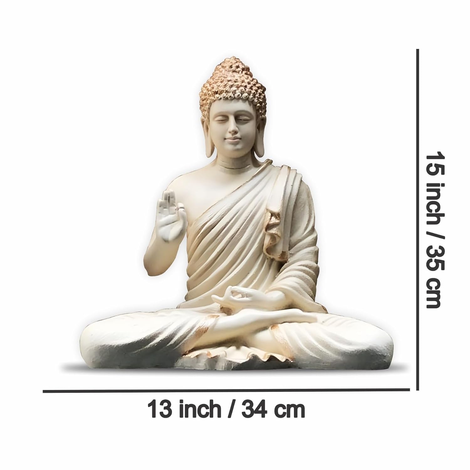 Statue ALiLA ALiLa Meditating Buddha Idol Vastu Statue Showpiece for Home Garden Living Room Decor Decoration Gift Gifting Items, 14 inches / 35cm / 1 Feet Statue