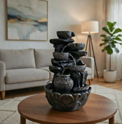 Water Fountain ALiLA ALiLa Water Fall Fountain with LED Lights Home Living Room Decor Table Top Indoor Decoration (LXBXH: 12x9x15 Inch) Water Fountain
