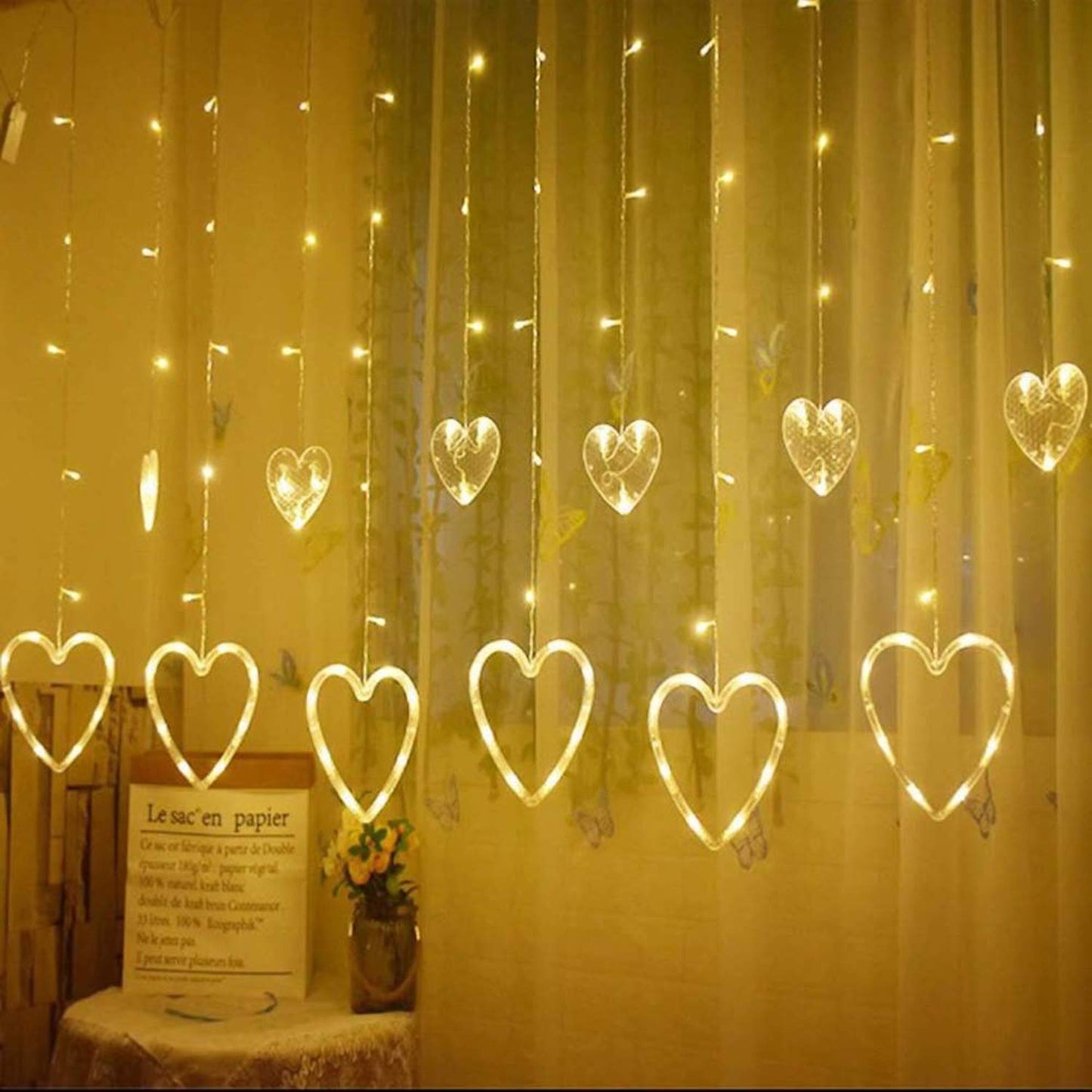 LED String Light ALiLA Copy of Star Led Net Mesh Fairy String Curtain Light for Diwali Home Garden Tree Decoration, Warmwhite LED String Light