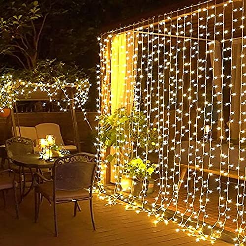 LED String Light ALiLA Copy of LED Net Mesh Jaal Waterfall Curtain light for Window Home Diwali Decoration, 6x8 Feet, WarmWhite LED String Light