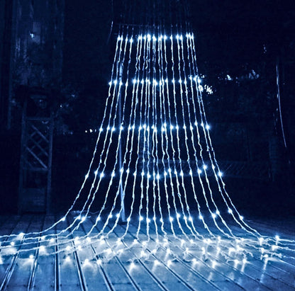 ALiLa LED Net Mesh Jaal Waterfall Curtain light for Window Home Diwali Decoration, 6x8 Feet, White - ALiLA