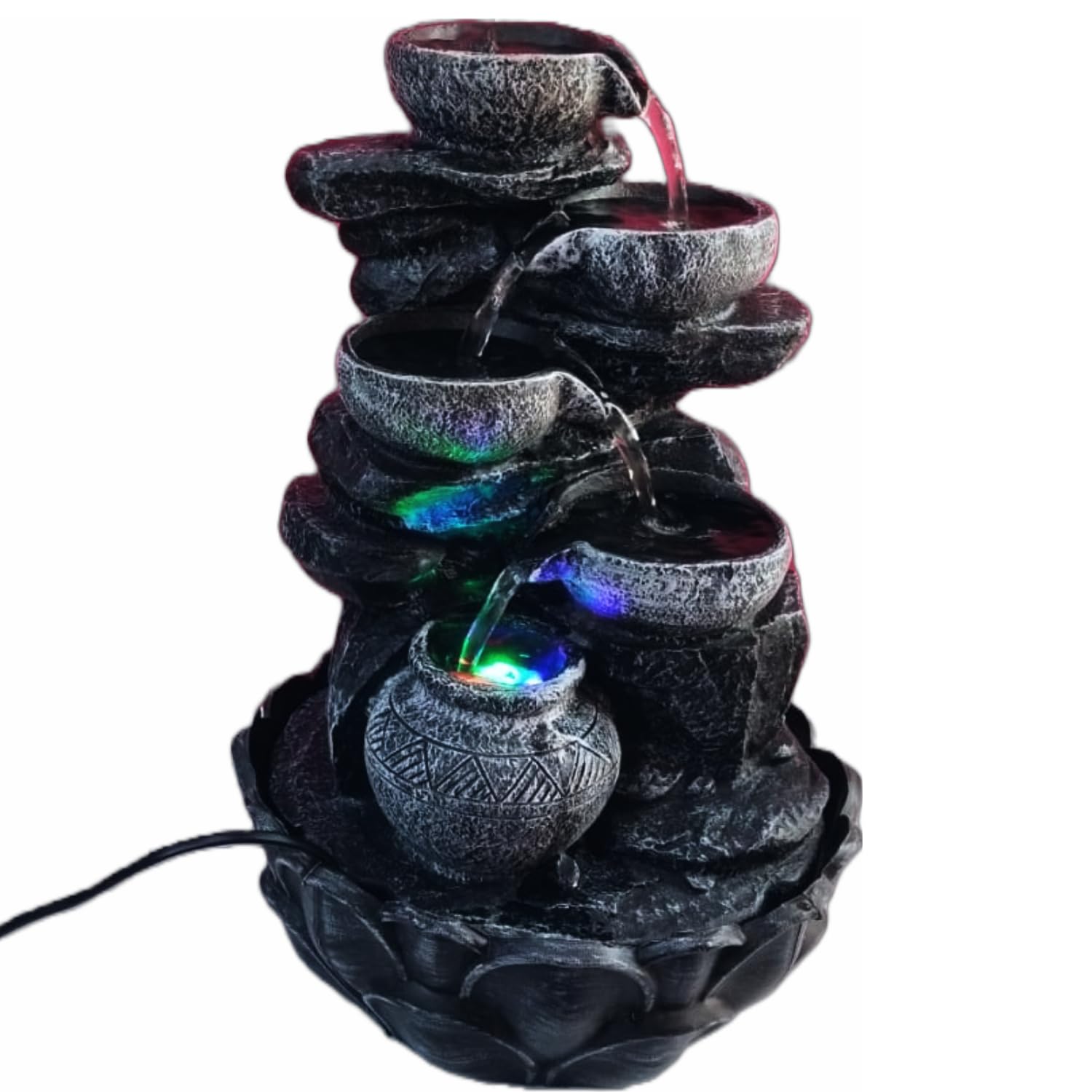 Water Fountain ALiLA Water Fall Fountain with LED Lights Home Living Room Decor Table Top Indoor Decoration (LXBXH: 12x9x15 Inch) Water Fountain