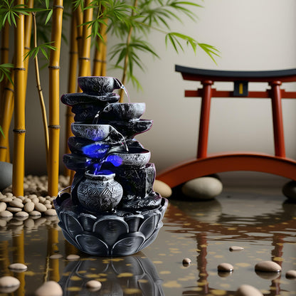 Water Fountain ALiLA ALiLa Water Fall Fountain with LED Lights Home Living Room Decor Table Top Indoor Decoration (LXBXH: 12x9x15 Inch) Water Fountain