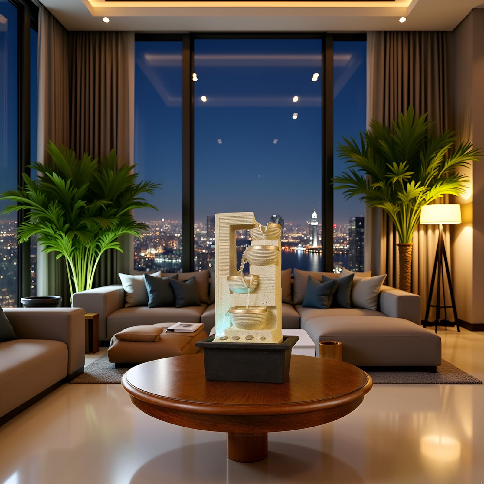 Water Fountain ALiLA ALiLa Diya Waterfall LED Fountain for Office, Table, Living Room, Lawn, Garden Decoration or Gifting item Water Fountain