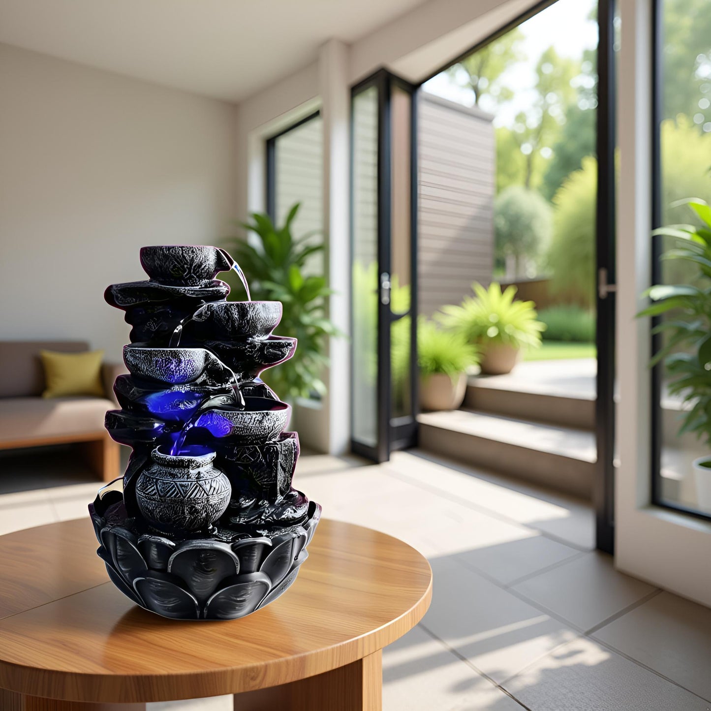 Water Fountain ALiLA ALiLa Water Fall Fountain with LED Lights Home Living Room Decor Table Top Indoor Decoration (LXBXH: 12x9x15 Inch) Water Fountain
