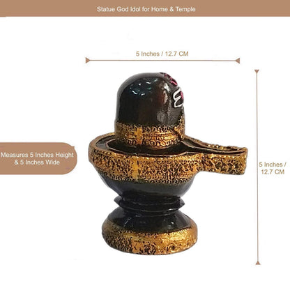 ALiLa Shiva Shivling Shiv Linga Mahadev Idol Murti Statue for Home Temple Puja, 5 Inches, Black & Golden - ALiLA