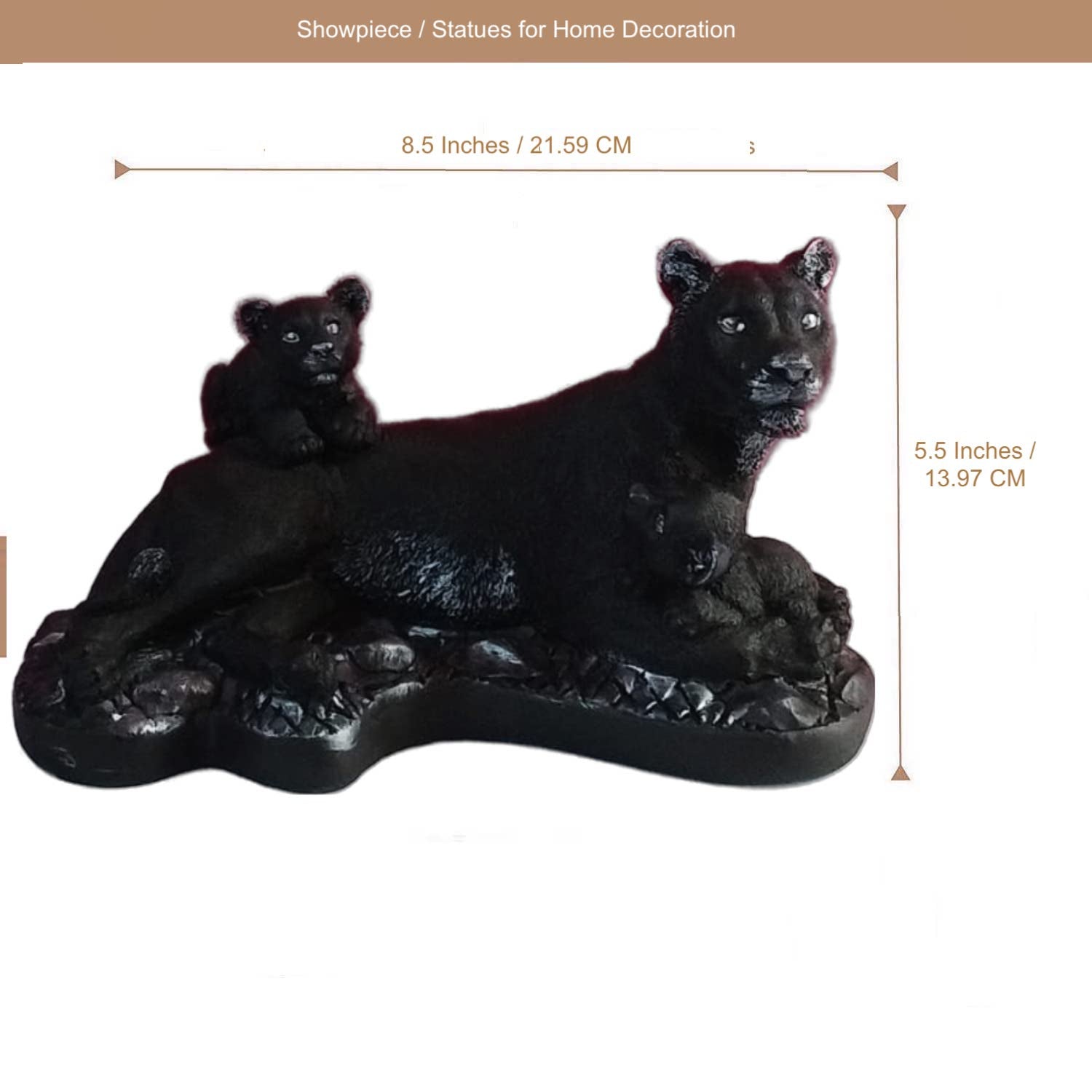 Statue ALiLA Black Lion with Kid Statue Showpiece Idol for Gifting & Home Table Office Desk Decoration, 5.5 Inches Height Statue