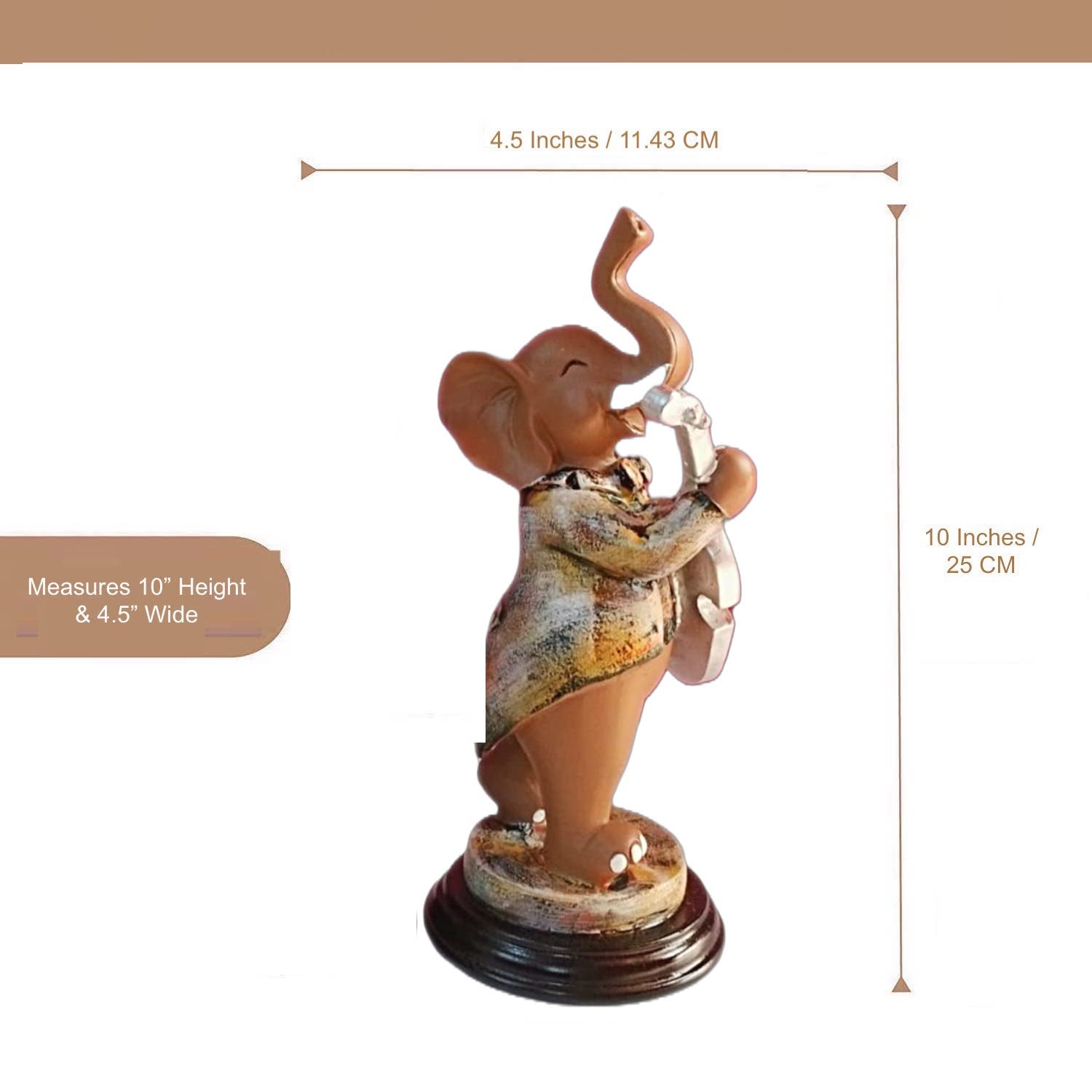 Statue ALiLA Elephants Statue Showpiece Idol for Gifting & Home Table Decoration Vastu Lucky, Set of 2 Brown, 10 Inches Height Statue