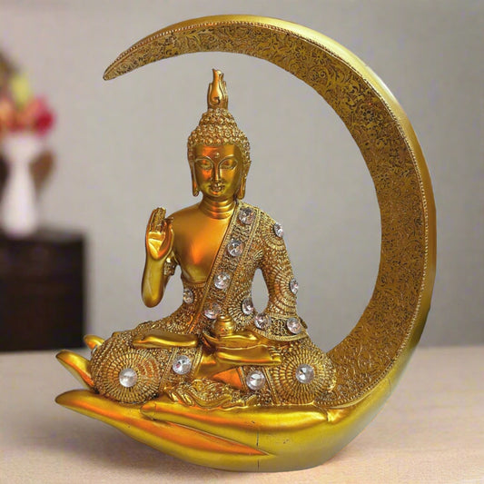 Statue ALiLA Golden Meditating Buddha Statue Idol for Home Living Room Decor, 9 Inches Statue