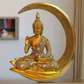 Statue ALiLA ALiLa Golden Meditating Buddha Moon Statue Idol for Home Living Room Decor, 9 Inches Statue