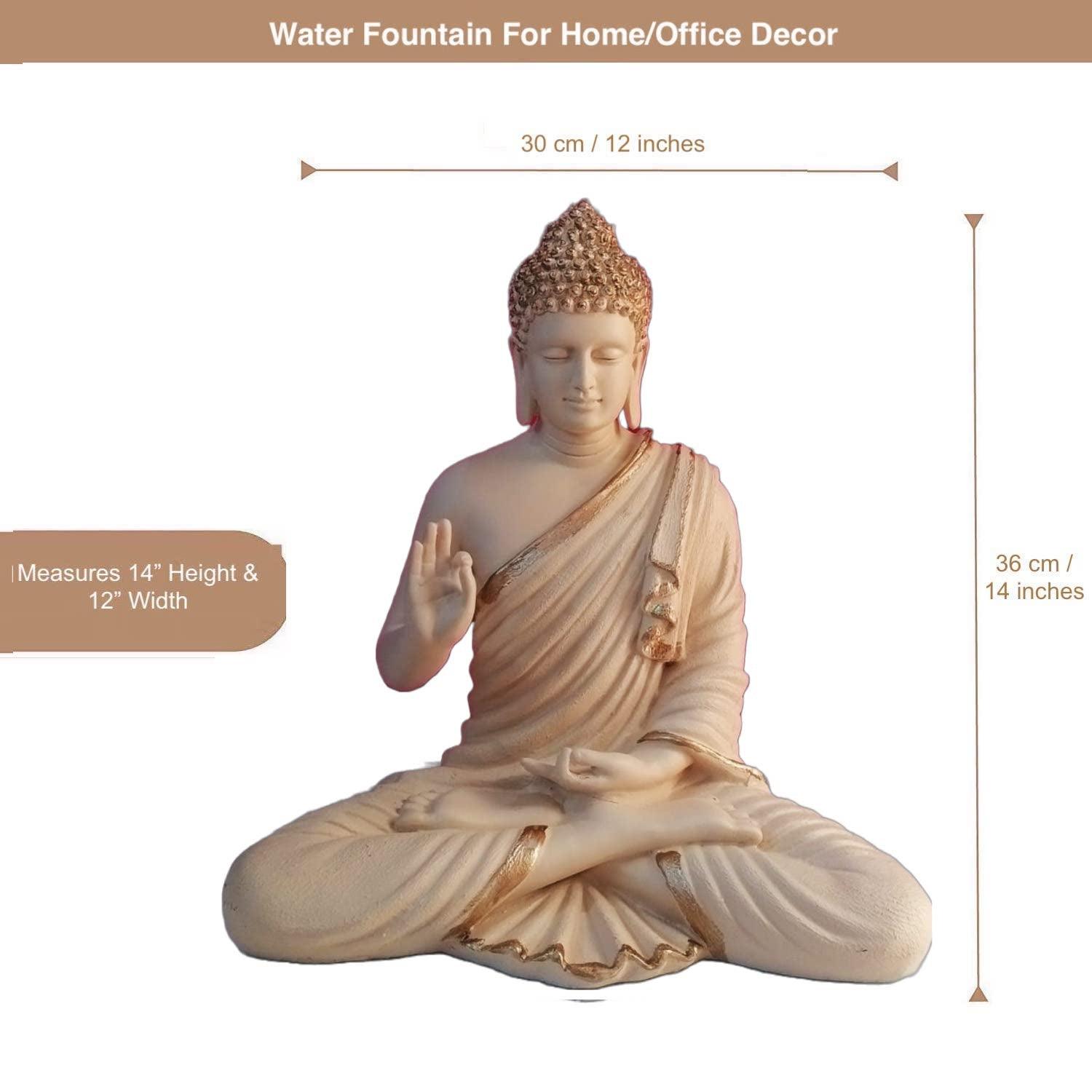 ALiLa Beige Big Size Meditating Beige Buddha Idol Vastu Statue Showpiece for Home Garden Living Room Decor Decoration Gift Gifting Items, 14 inches / 35cm / 1 Feet - ALiLA