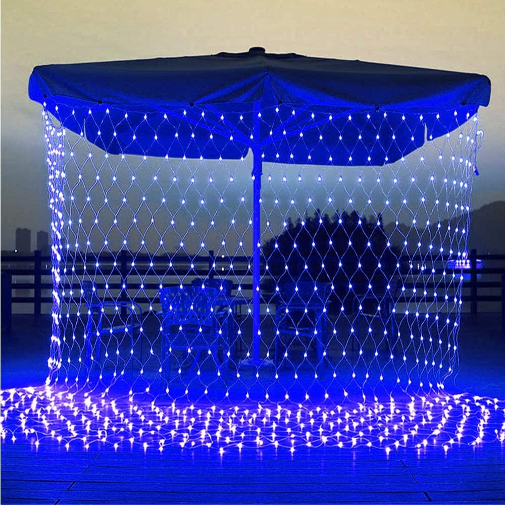 LED String Light ALiLA 300 LED Net Mesh Fairy String Light Still Effect Lighting 8x6 Foot for Diwali Decoration Backdrop Garden Tree Waterproof (Blue) LED String Light