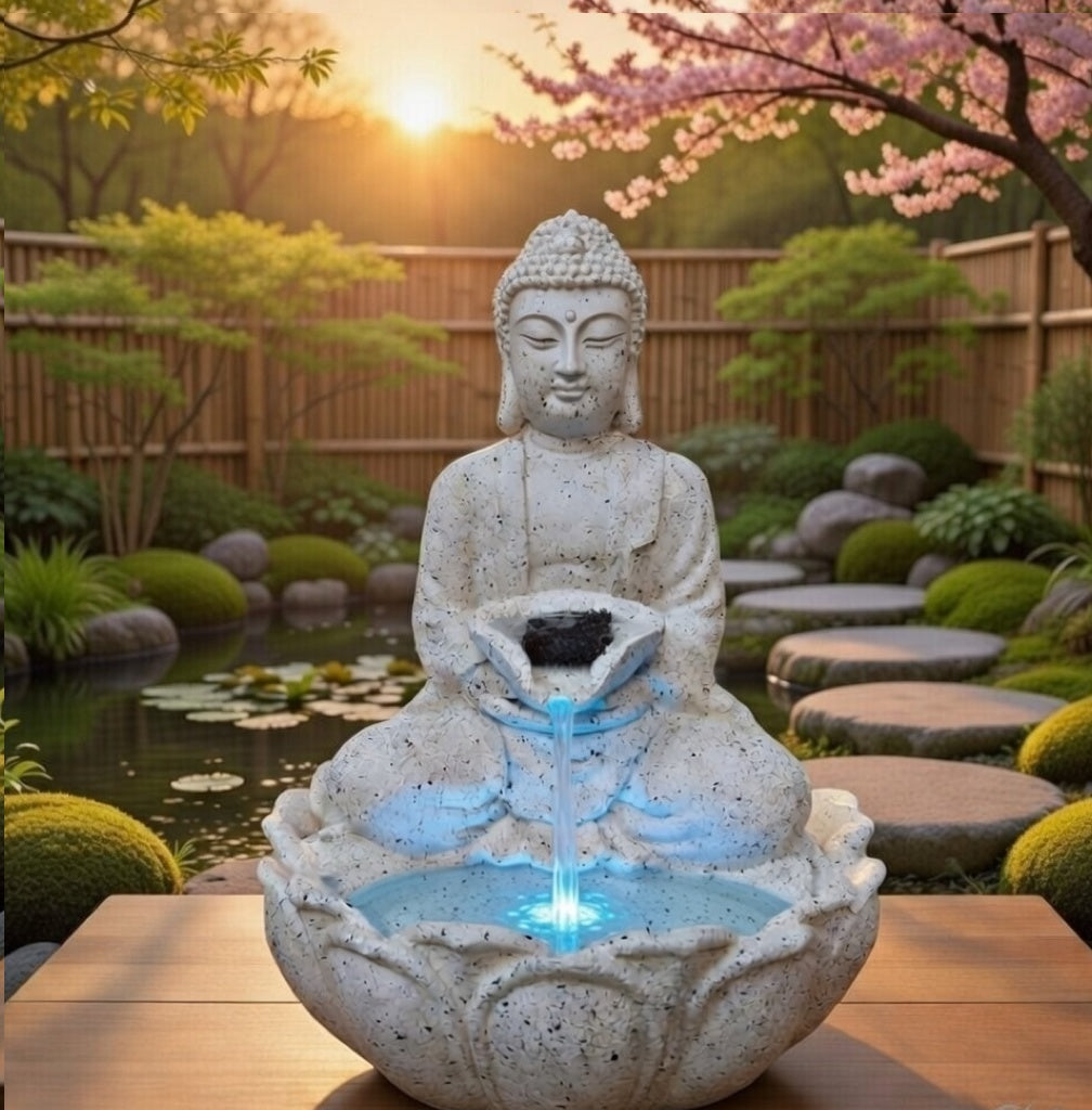 Water Fountain ALiLA ALiLa Kamal Buddha Waterfall Fountain with LED for Home, Living Room, Office table, Balcony, Garden & Lawn decoration & Gifting item Water Fountain