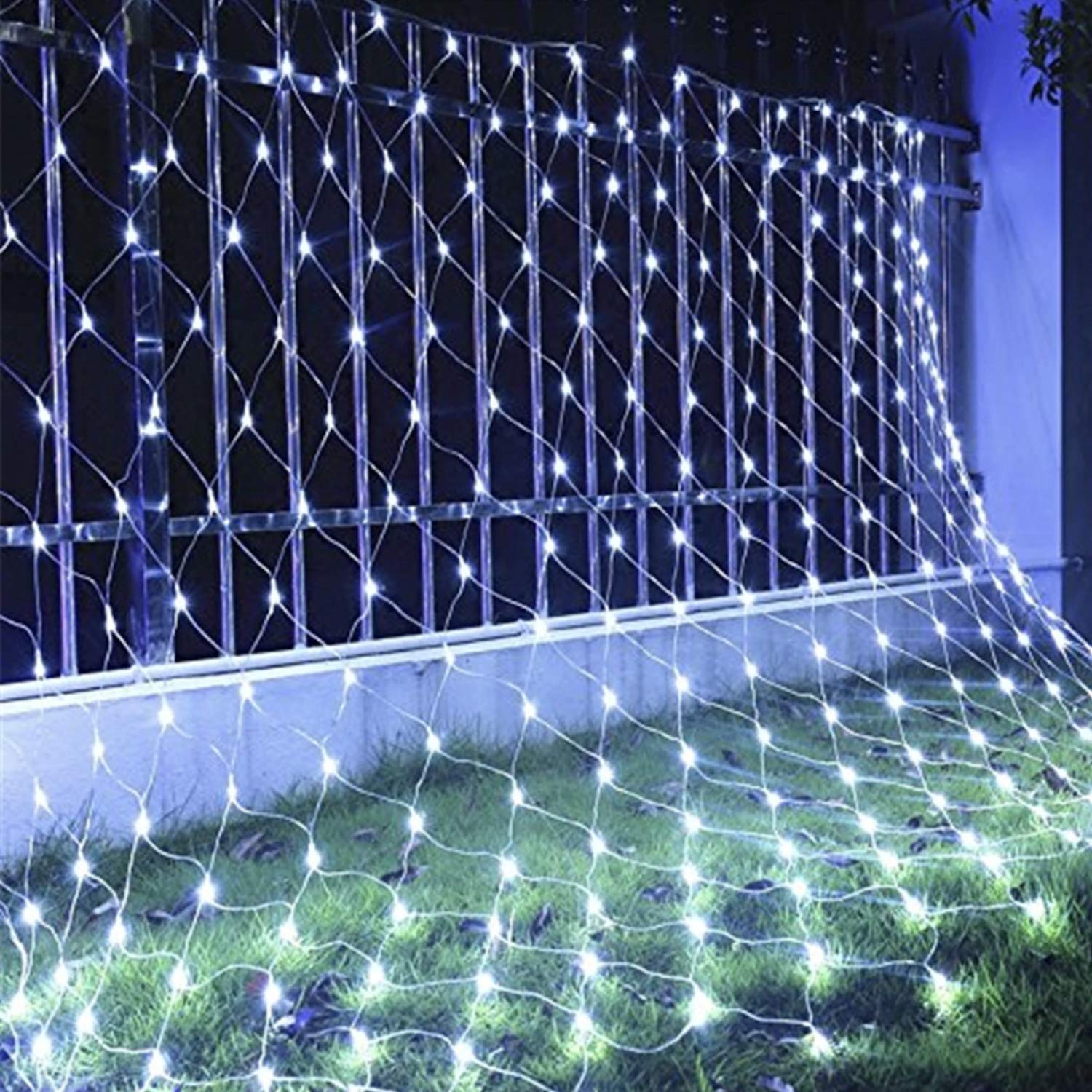 LED String Light ALiLA Copy of 300 LED Net Mesh Fairy String Light Still Effect Lighting 8x6 Foot for Diwali Decoration Backdrop Garden Tree Waterproof (White) LED String Light