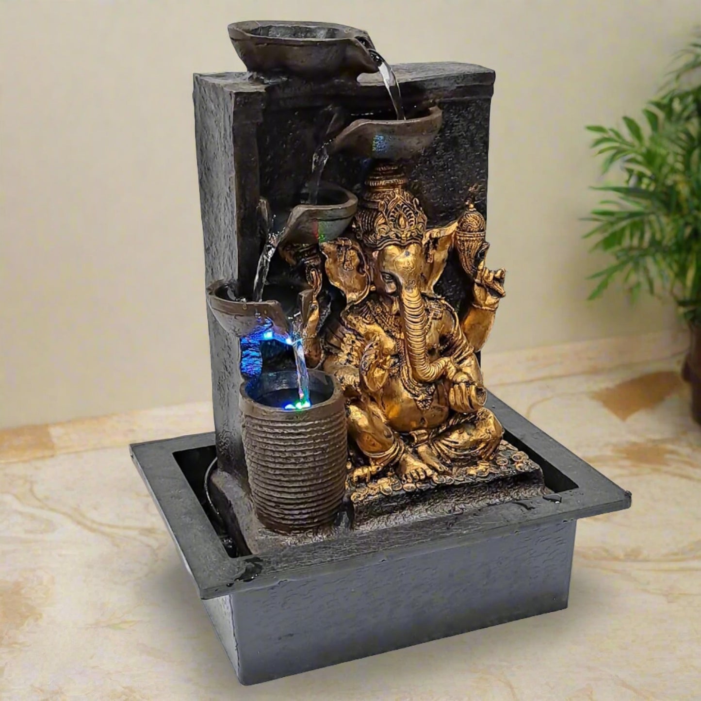 Water Fountain ALiLA ALiLa Ganesha Statue Waterfall Fountain with LED Lights for Home/Living room/Garden/Table/ Decoration gifting item Water Fountain