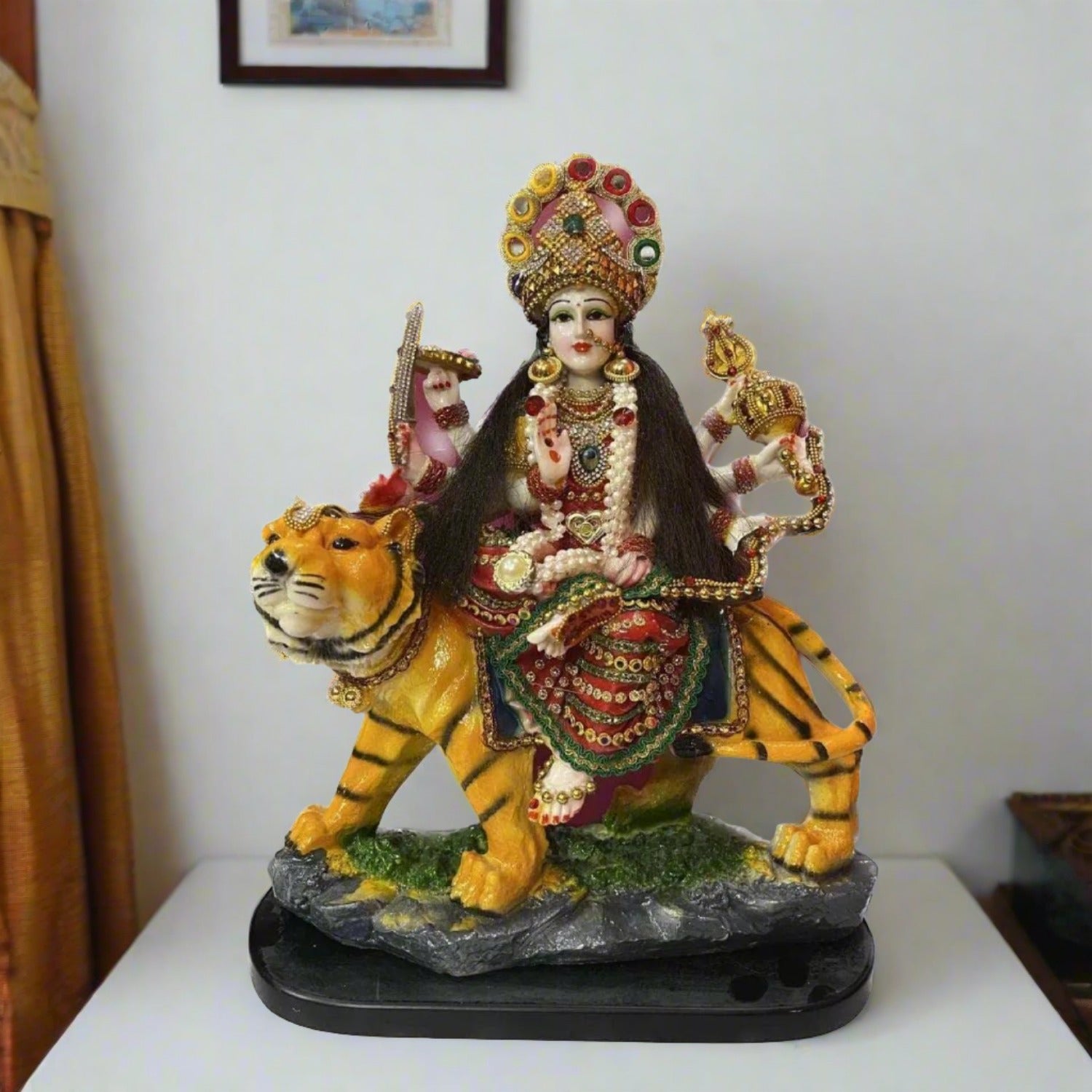 statue ALiLA ALiLa Marble & Polyresin Maa Durga MATA Rani Murti Idol Statue Sculpture (14") Multicolor statue