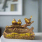 Statue ALiLA ALILA Birds Sitting on Tree Shape Tray Statue Showpiece Idol for Gifting & Home Office Living Room Table Decoration, Golden Statue