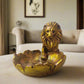 Statue ALiLA ALILA Lion Babbar Sher Bowk Tray Statue Showpiece Idol for Gifting & Home Living Room Table Decoration, Golden Statue