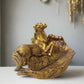 Statue ALiLA ALILA Elegant Horse on Tray Leaf Statue Showpiece Idol for Gifting & Home Table Living room Decoration, Golden Statue