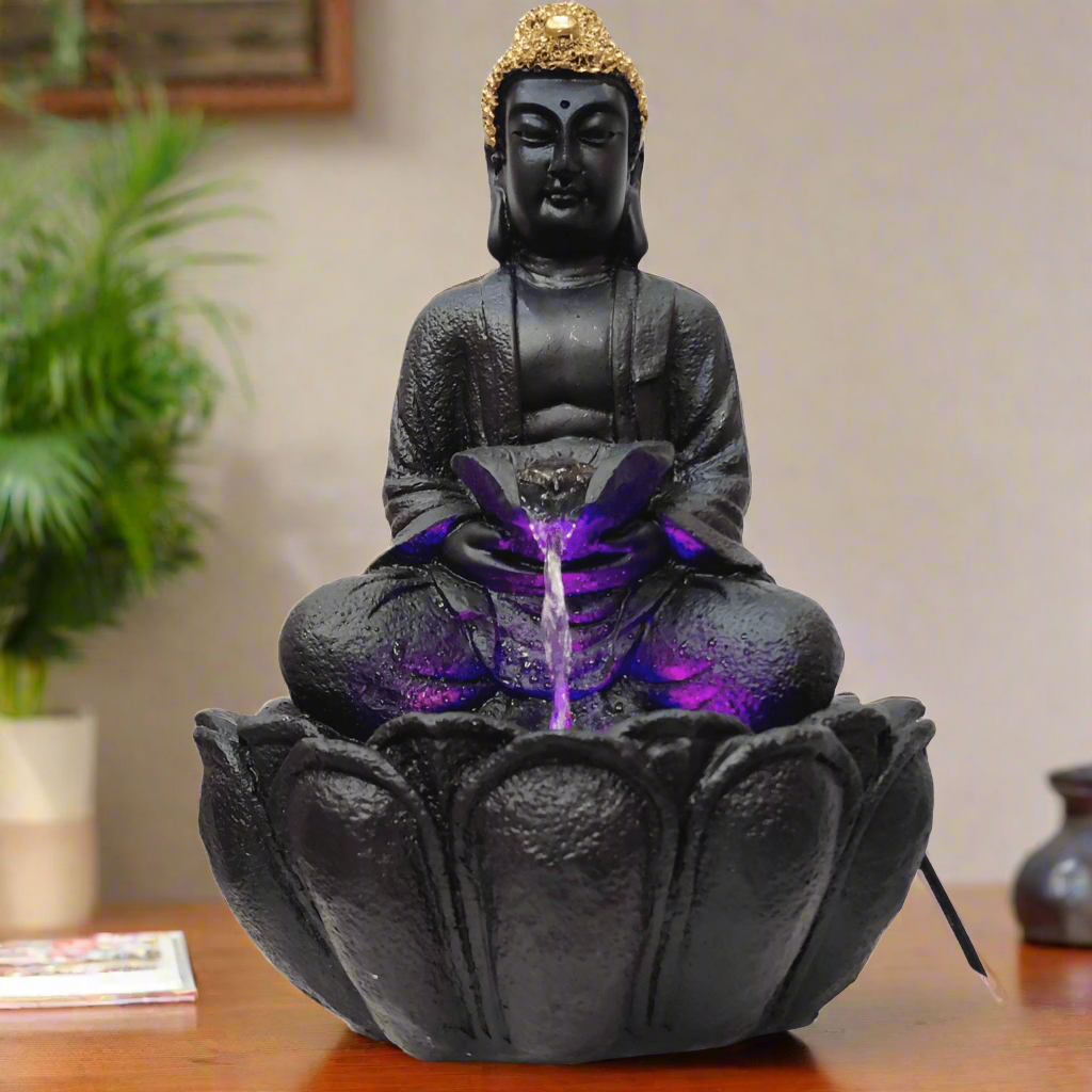 Water Fountain ALiLA ALiLa Kamal Buddha Waterfall Fountain with LED for Home, Living Room, Office table, Balcony, Garden & Lawn decoration & Gifting item Water Fountain