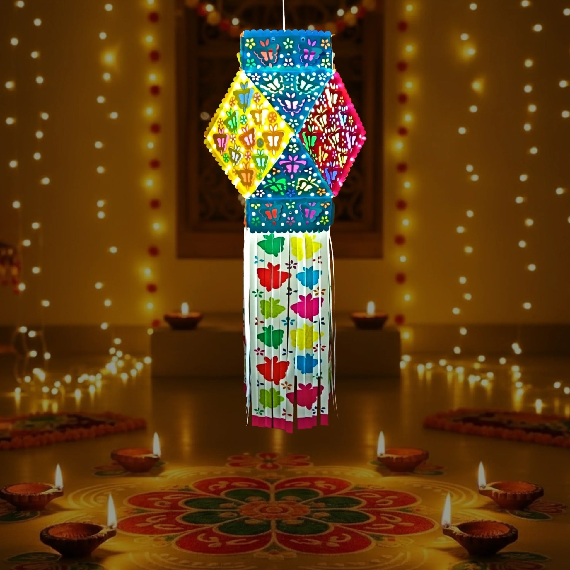 Lantern ALiLA ALiLa Lotus Lanterns Akash Kandil For Diwali Balcony, Hanging Lantern For Home Living Room Festive Decor Decoration Lanterns Lantern