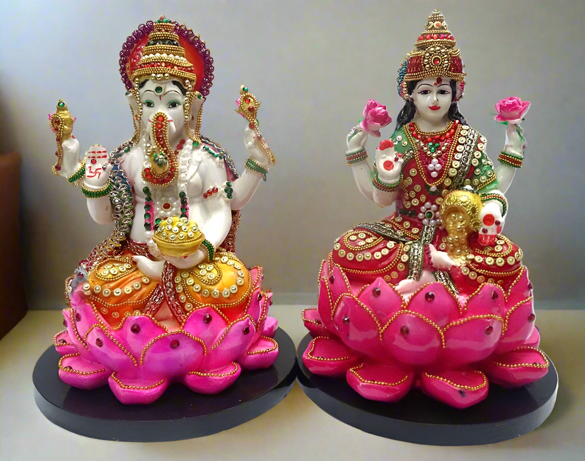 Statue ALiLA ALiLa Ganesha & Lakshmiji Idol Statue for Home Temple Puja Diwali Pooja & Gifting, Height 11.5 Inches Statue