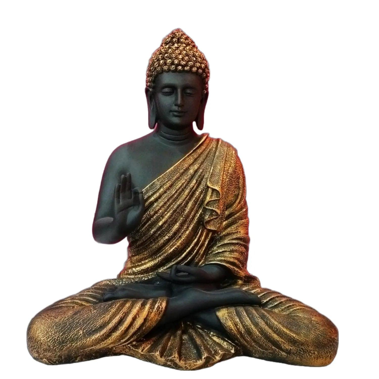 Statue ALiLA Big Size Meditating Black Golden Buddha Idol Statue Showpiece for Home Garden Living Room Decor Decoration Gift Gifting Items, 14 inches / 35cm / 1 Feet Statue