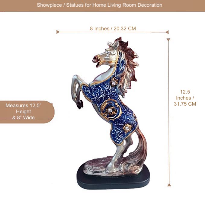 Statue ALiLA Jumping Horse in Antique Designer Exclusive Showpiece Idol Statue for Gifting & Home Table Decoration, Set of 2, 13 inch Heigh Each piece Statue