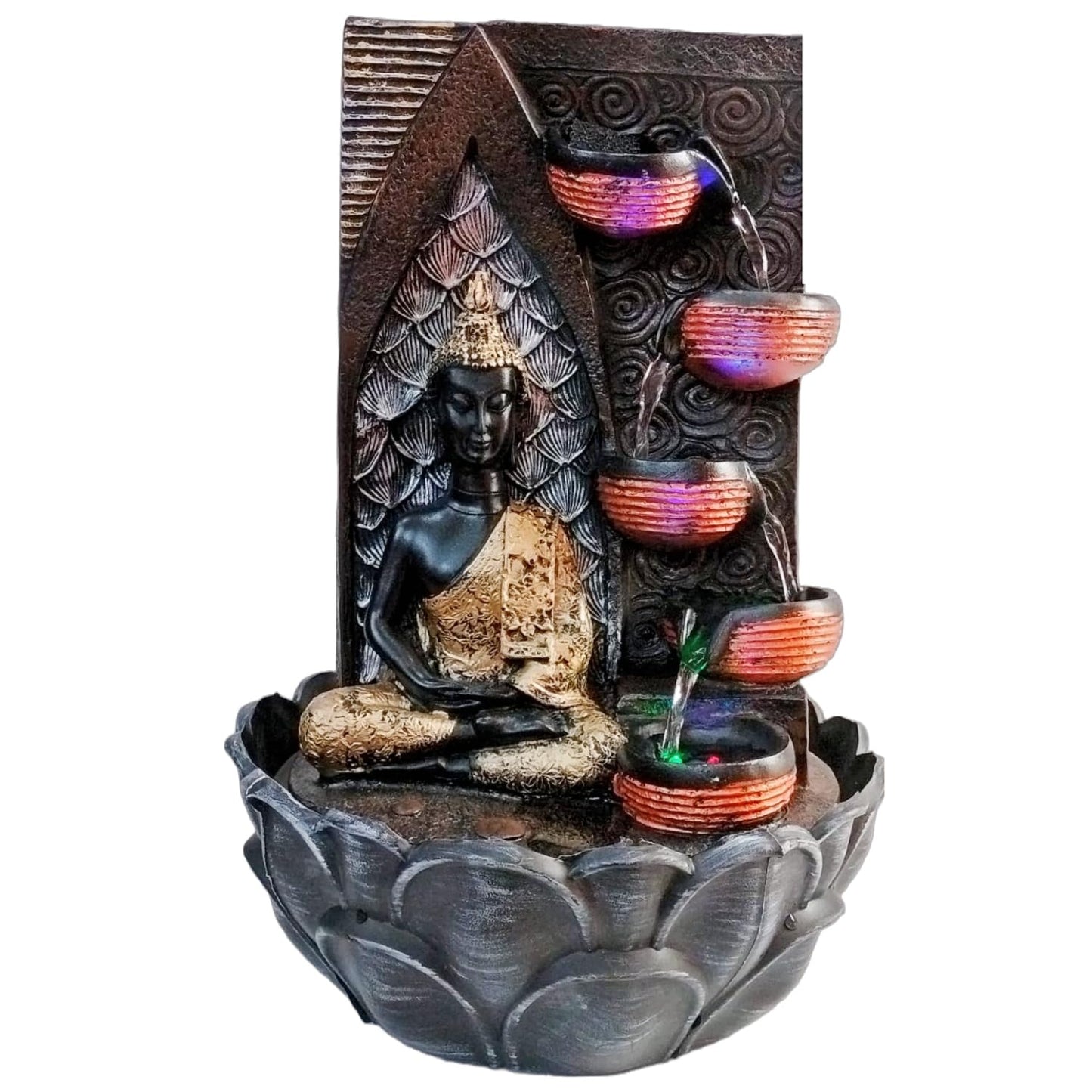 Water Fountain ALiLA Copy of Buddha Statue Waterfall Fountain with LED Lights for Home/Living room/Garden/Table/ Decoration gifting item Water Fountain