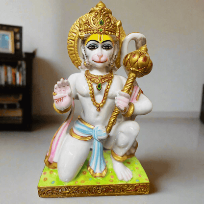 ALiLa Lord Hanuman Statue Solid Marble God Figure for Temple, Home, Office or Gifting, 14 Inch Height - ALiLA