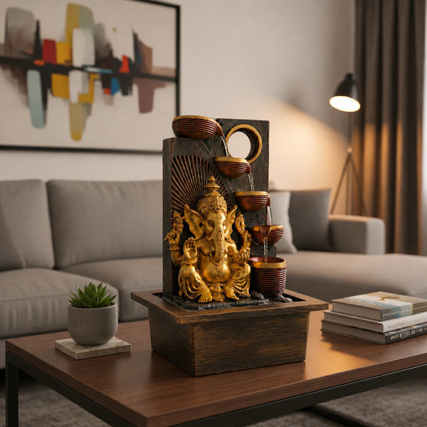 Water Fountain ALiLA ALiLa Big Ganesha Diya Waterfall LED Fountain for Office, Table, Living Room, Lawn, Garden Decoration or Gifting item Water Fountain