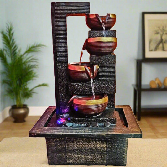 ALiLa Diya Waterfall LED Fountain for Office, Table, Living Room, Lawn, Garden Decoration or Gifting item - ALiLA
