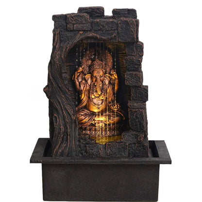 ALiLa Ganesha Waterfall Fountain Idol for Home Living Room/Office/Hotel/Temple Decoration with LED Lights - ALiLA